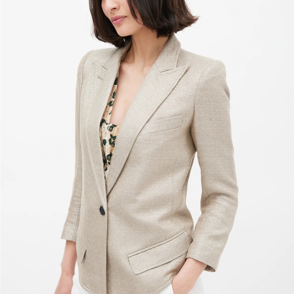 Smythe Metallic Sharp Shoulder One Button Blazer
